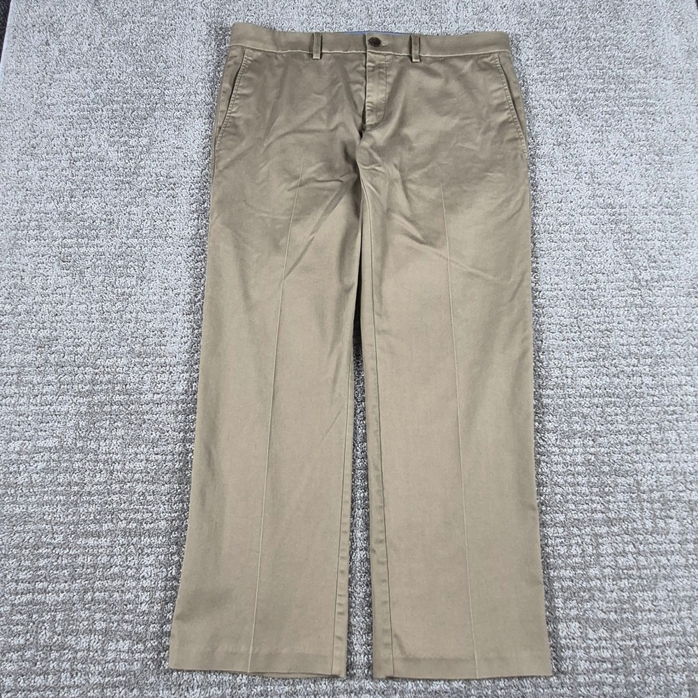 Haggar Pants Mens 36x30 Khaki Tan Premium No Iron Straight Fit Stretch Chino
